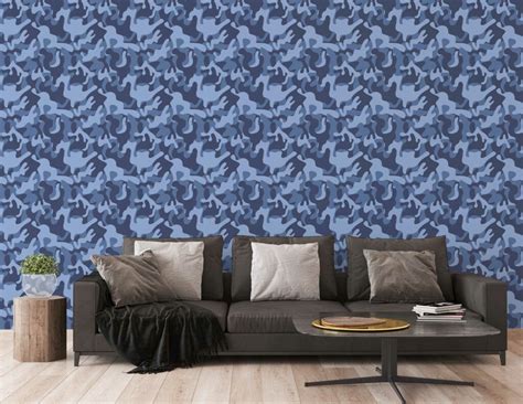 Blue camouflage wallpaper - Peel and Stick or Non-Pasted | Save 25%