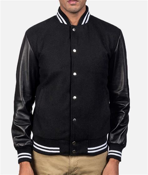 Black Varsity Jacket | Black College Jacket - Jackets Creator