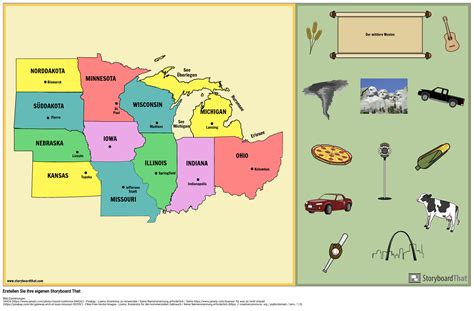 Karte des Mittleren Westens Storyboard von de-examples