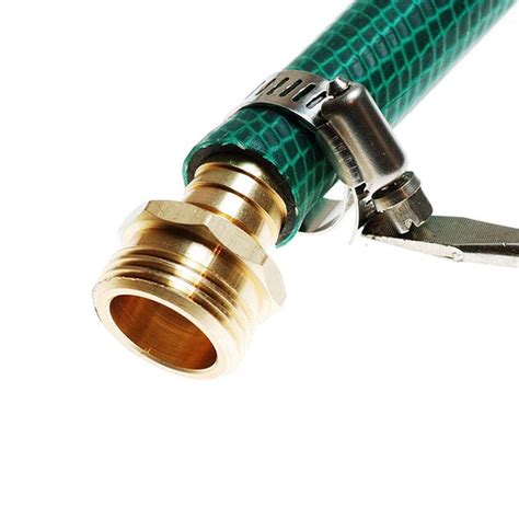 Wideskall 5/8" Brass Garden Water Hose Repair Mender Male Connector with Stainless Steel Clamp ...