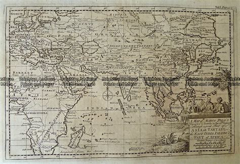 Antique Map 232-077 Map of Marco Polo's voyages & travels by Bowen c.1744 - Brighton Antique ...