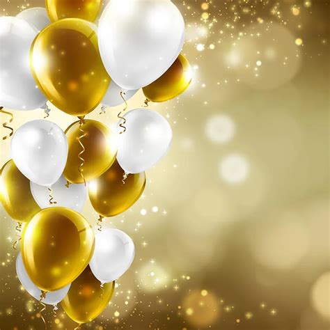 Gold and White Balloons Backdrop for Photography Bokeh Polka Dots Sparkles Kids Children ...