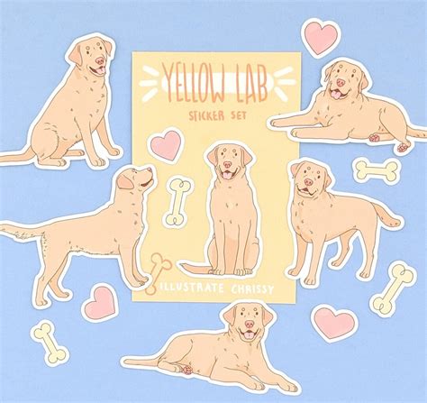 Yellow Lab Stickers Cute Dog Stickers Labrador Retriever Stickers - Etsy