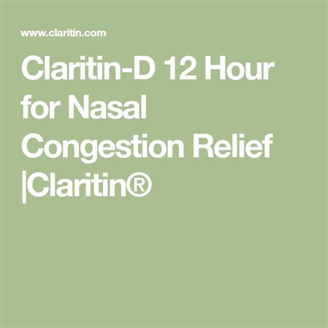 Claritin-D 12 Hour for Nasal Congestion Relief |Claritin® | Nasal ...