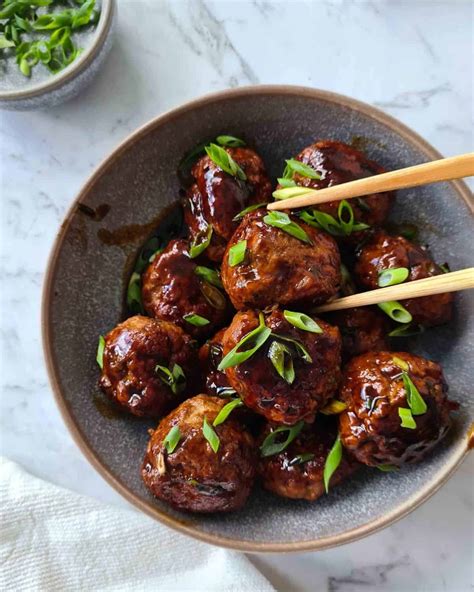 Asian Pork Meatballs (tangy caramel sauce!) - Casually Peckish