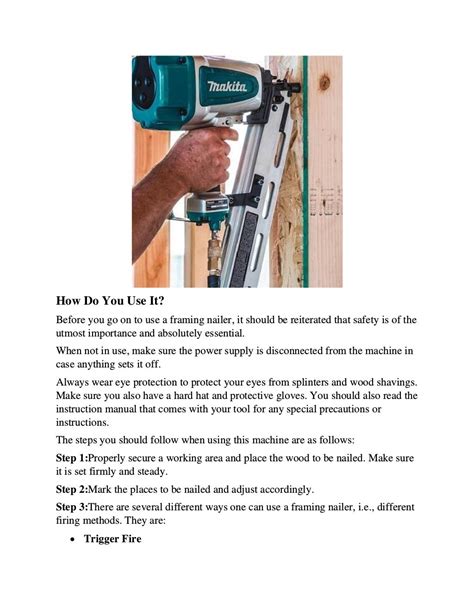 How a framing nailer works?