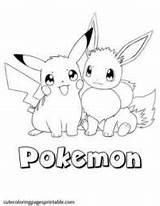 Pokemon Coloring Page Of Pikachu and Eevee sketch template