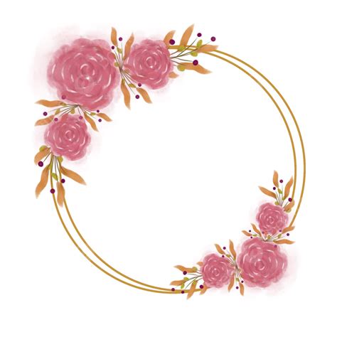 Rose Gold Circle PNG Picture, Pink Rose Flower Frame With Gold Circle ...