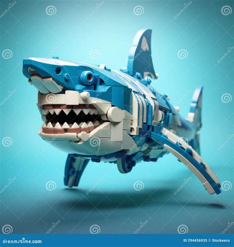 Realistic Lego Shark with Open Mouth - Hyper-detailed 3d Renderings ...