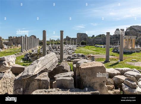 Side ancient city ruins, Side, Antalya, Turkey Stock Photo - Alamy