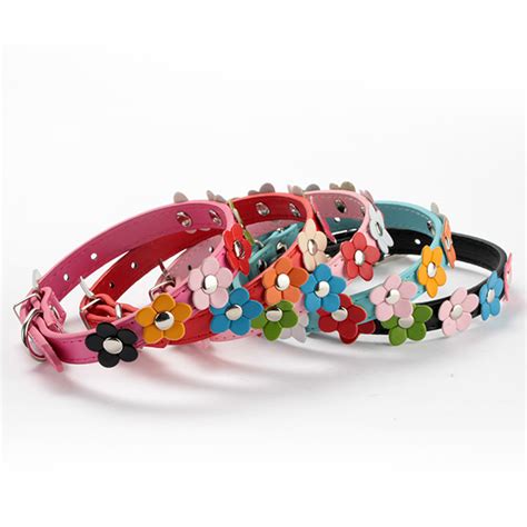 Colorful Leather Dog Collar With 3D Flowers – naturoPETic