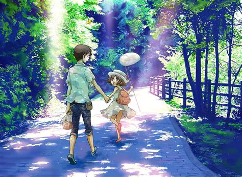 1920x1080px, 1080P free download | Walking, fence, boy, girl, anime ...