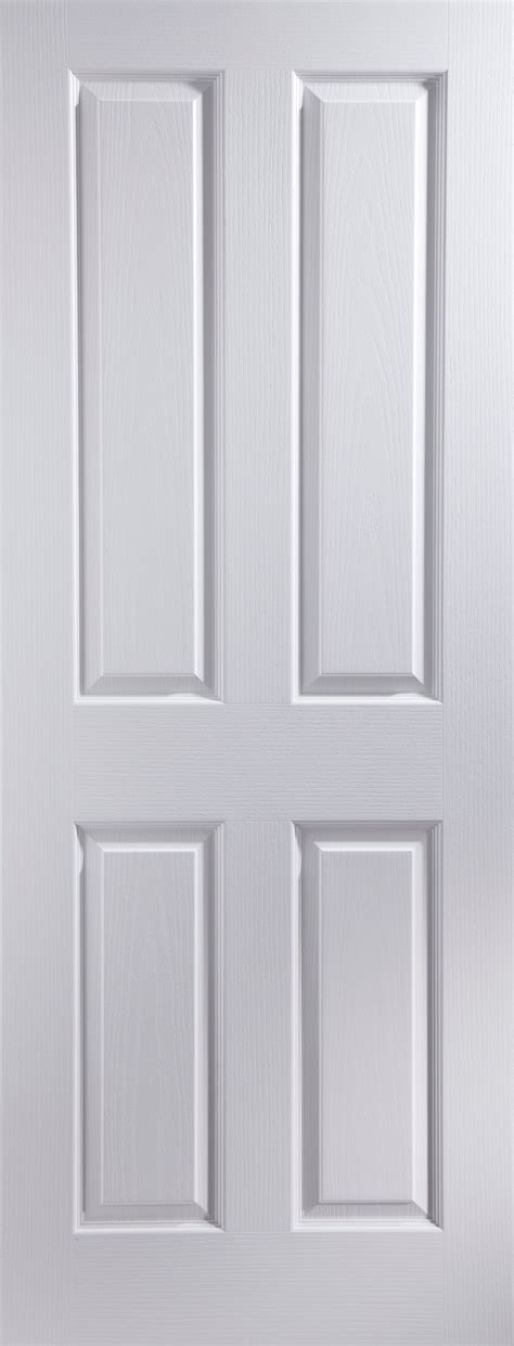 4 Panel Pre-Painted White Woodgrain Unglazed Internal Standard Door, (H ...