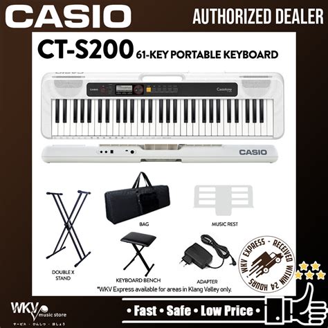 Casio CT-S200 61-Keys Casiotone Keyboard with Keyboard Bag, Stand and ...