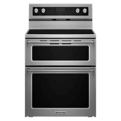 KitchenAid 6.7 cu. ft. Double Oven Electric Range with Self-Cleaning Convection Oven in ...