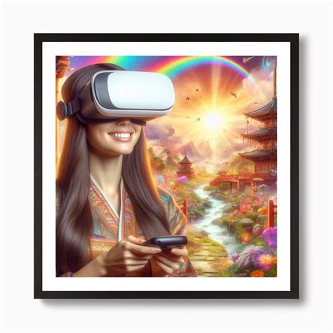 Young women wearing a VR headset 1 Art Print by P&V_printable_art - Fy