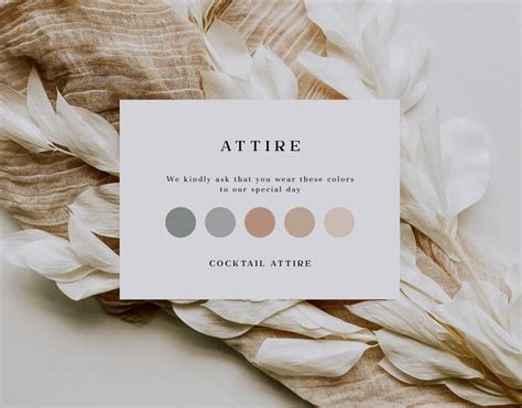 Dress Code Wedding Attire Card Template Wedding Color Palette - Etsy Wedding Color Pallet ...