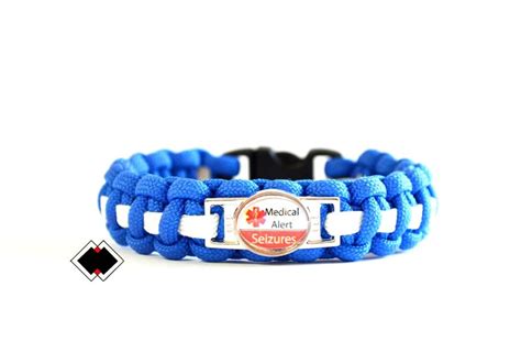 Seizures Medical Alert Paracord Bracelet - blue and white or Custom ...