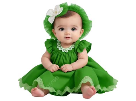 Beautiful Baby Wearing A Green Dress Vector, Cute, Kid, Baby PNG and Vector with Transparent ...