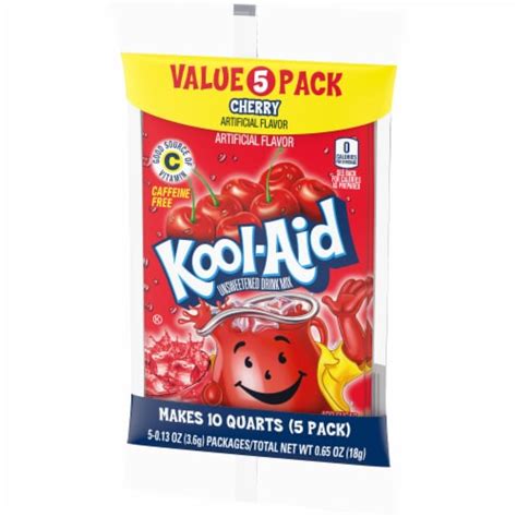 Kool-Aid Zero Sugar Cherry Drink Mix Packet Value Pack, 5 Packets ...