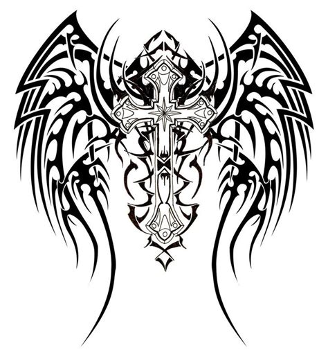 Tribal Angel Wings Design for Full-back Tattoo