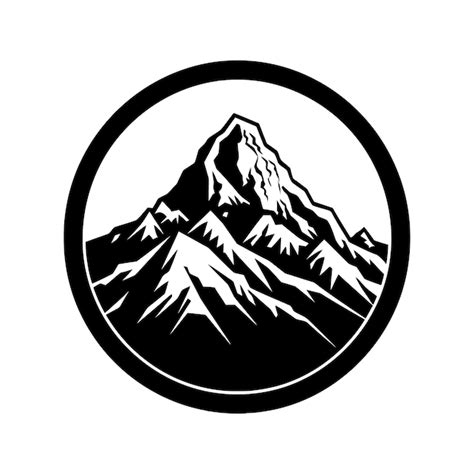 Premium Vector | A black and white mountain logo with a mountain in the middle