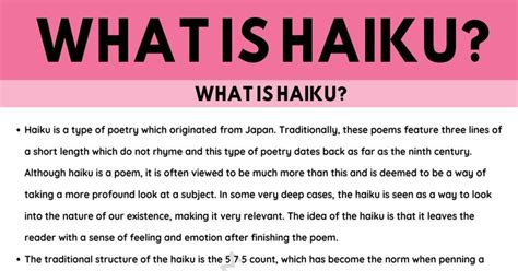 Haiku Poem Meaning And Example