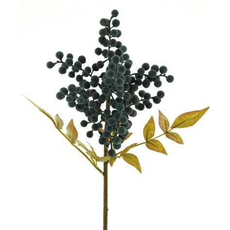 Artificial elderberry branch RUMIN, fruits, blue, 18"/45cm