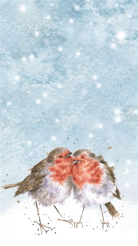 Robin Christmas Phone Wallpaper by Wrendale Designs Christmas Images Wallpaper, Christmas Phone ...