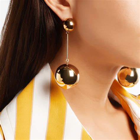 Punk Style Gold Color Big Metal Ball Earrings For Women Large Beads ...