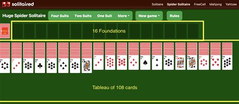 Huge Spider Solitaire - Play Online & 100% Free | Solitaired.com