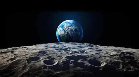 Premium AI Image | The earth seen from the surface of the moon