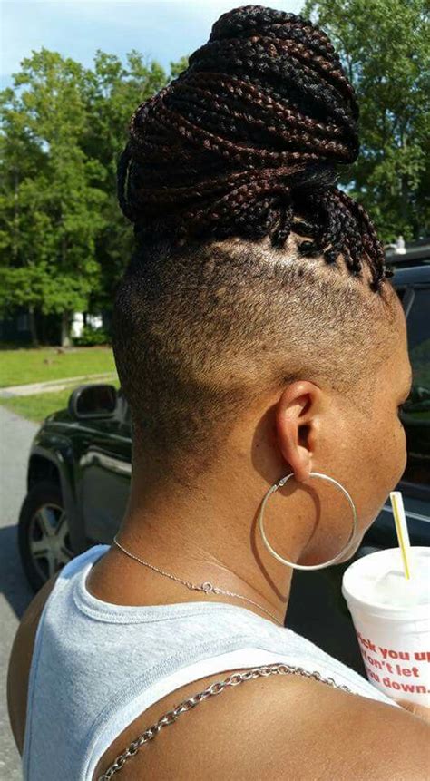 Shaved sides with boxed braids Cornrows, Undercut, Braided Hairstyles, Plait Styles, Box Braids ...