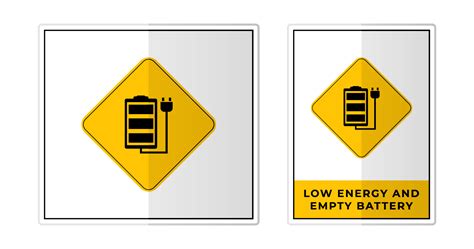 Low energy and empty battery warning Sign Label Symbol Icon Vector ...