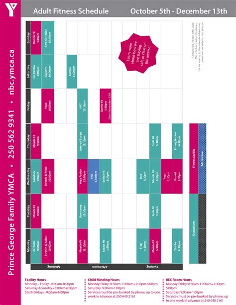 Schedules | YMCA of Northern BC