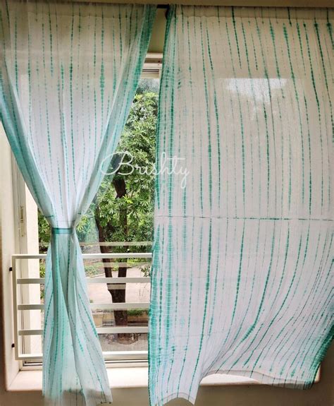 SET OF TWO Tie Dye Shibori curtain panels with lace border | Etsy