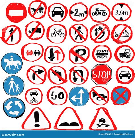 Set Of Hand Drawn Traffic Signs Stock Vector - Image: 44133855