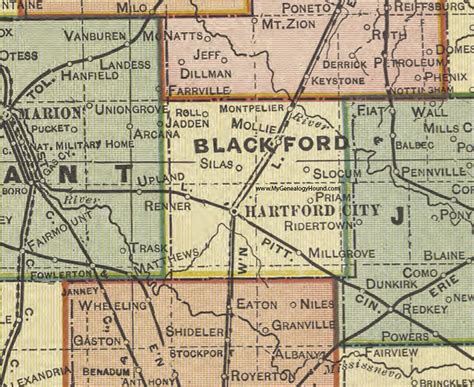 Blackford County, Indiana, 1908 Map, Hartford City