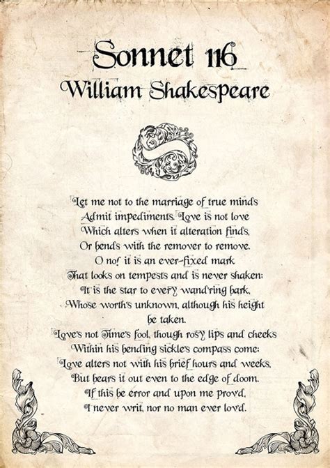 Sonnet 116 Poem by William Shakespeare William Shakespeare | Etsy