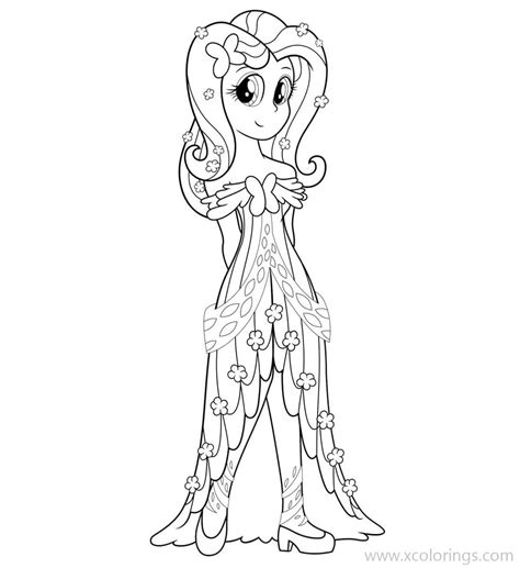 Equestria Girls Coloring Pages Cute Fluttershy - XColorings.com