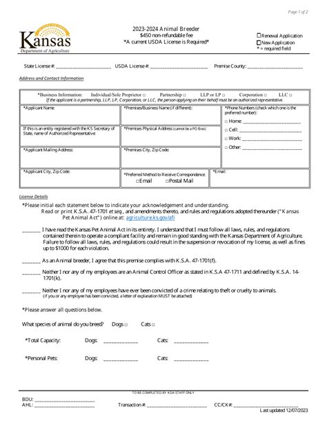 2024 Kansas Animal Breeder License Application - Fill Out, Sign Online and Download PDF ...