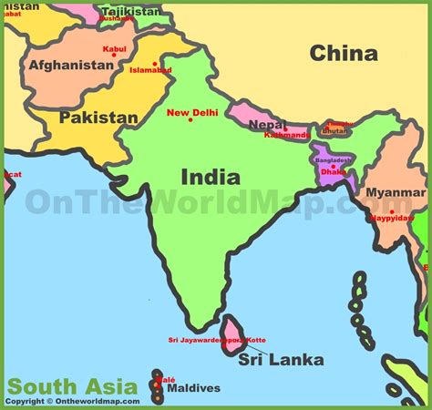 Map of South Asia (Southern Asia)