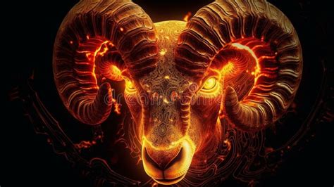 Fiery Aries Ram Symbol Ai Generated Stock Illustration - Illustration ...