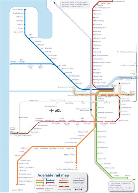 Train and Tram map for Adelaide, Australia : MapPorn