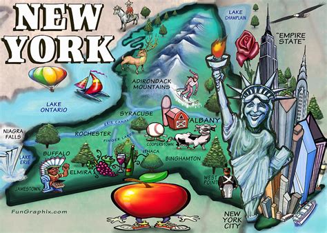 New York Cartoon Map Digital Art by Kevin Middleton - Pixels