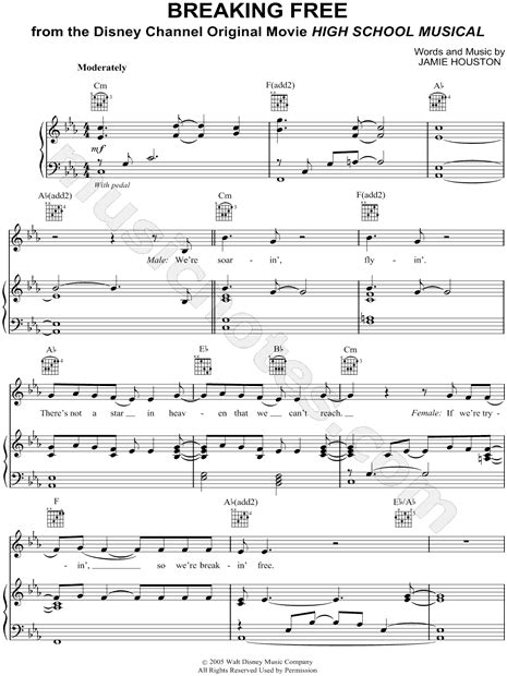 "Breaking Free" from 'High School Musical' Sheet Music in C Minor ...