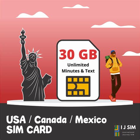 USA, Canada, Mexico 30GB Data, unlimited minutes and texts for 15 days ...