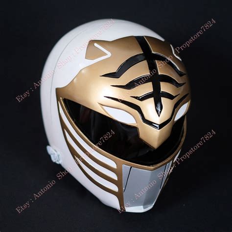 White Ranger Helmet Cosplay MMPR Halloween Costume - Etsy