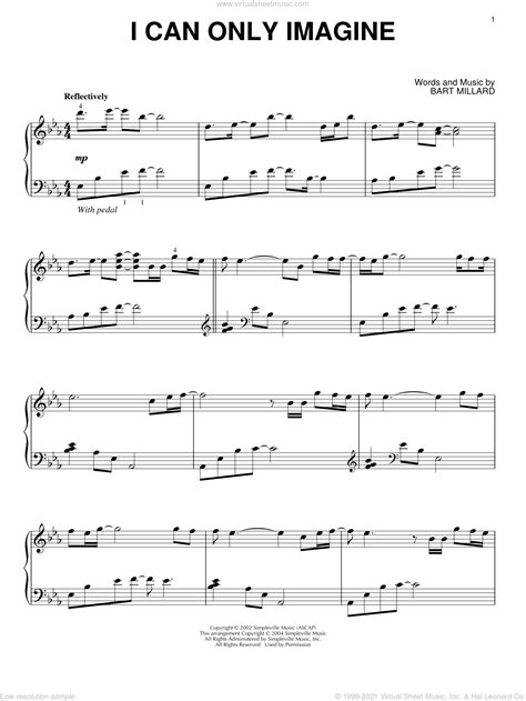 MercyMe - I Can Only Imagine sheet music for piano solo [PDF]