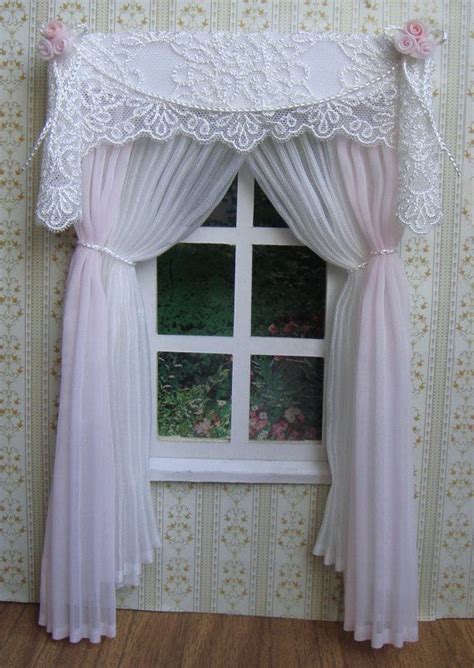 Miniature 1:12 Dollhouse curtains | Doll house curtains, Doll house ...